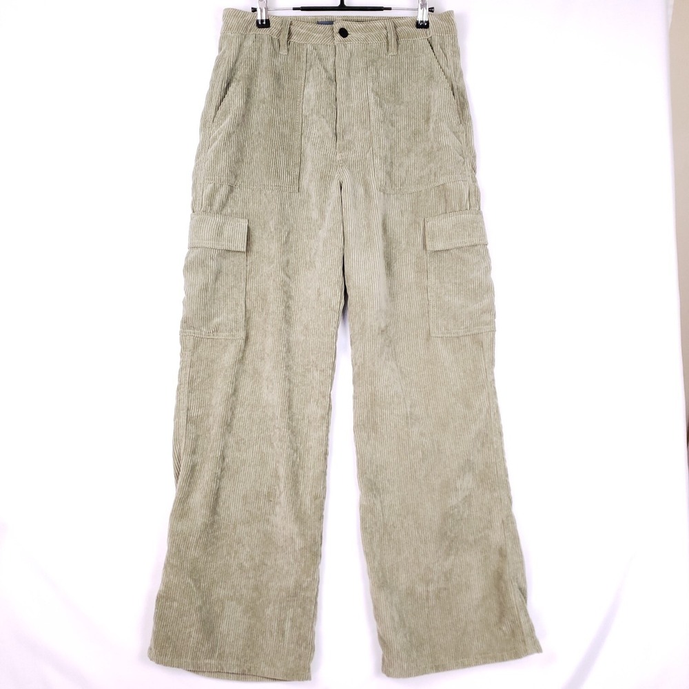 Indigo Rising Corduroy‎ Cargo Pants Women's Size 9/29 Green Wide Leg Trendy Y2K